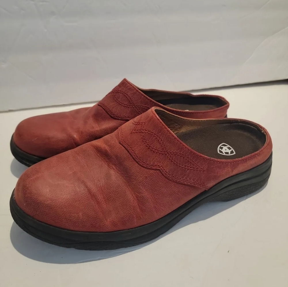 Ariat Red Leather Slip-On Mules Clogs